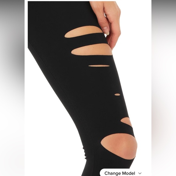 Alo Yoga High Waisted Ripped Warrior Leggings Black Sz XS - Picture 4 of 9